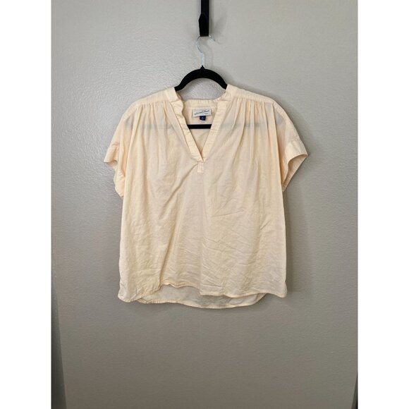 Universal Thread Womens Blouse M Peach 100% Cotton Short Sleeve Oversized - Picture 1 of 6